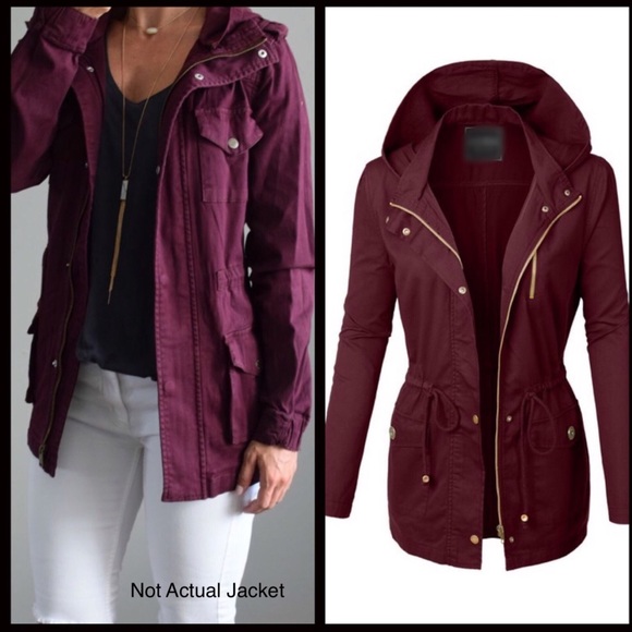 CLEARANCE-FIRM‼️Burgundy 🖤 Utility Jacket - Picture 6 of 7